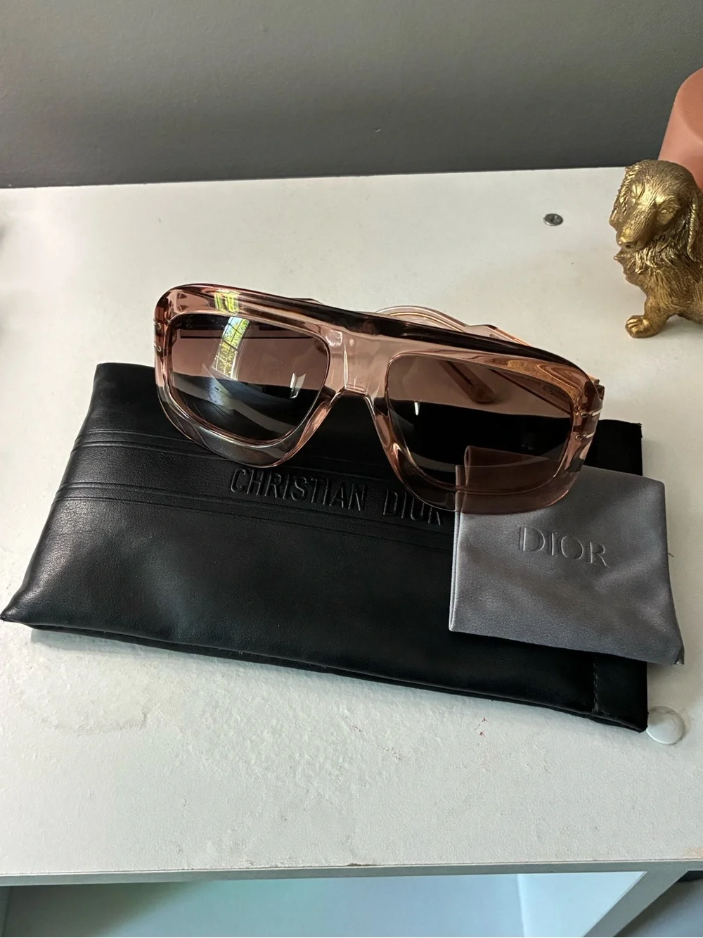 New! Christian Dior Après Ski Sunglasses - Light Coral with Case & Silk Cleaner